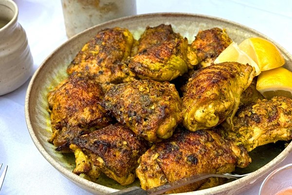 Marinated chicken thighs with fenugreek and ginger