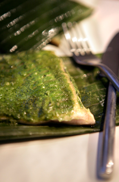 Marinated cod steamed in banana-leaf parcels (Patra ni macchi)