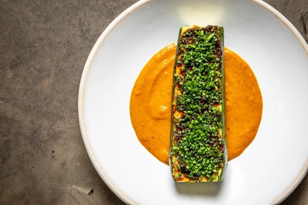 Marinated cucumber with peanut sauce