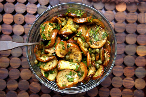 Marinated eggplant with capers and mint