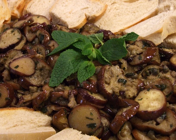 Marinated eggplant with capers and mint