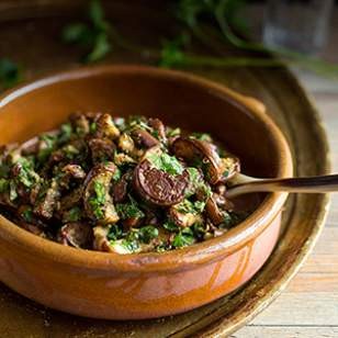 Marinated eggplant with green chermoula