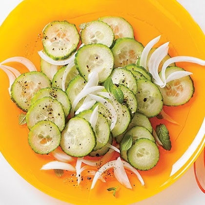 Marinated English cucumber and onions