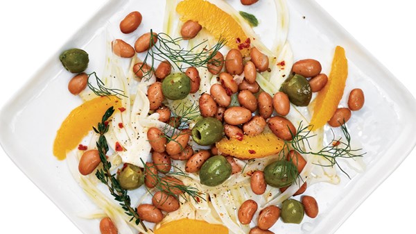 Marinated fennel and bean salad with citrus and olives