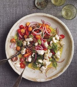 Marinated feta and tomato salad