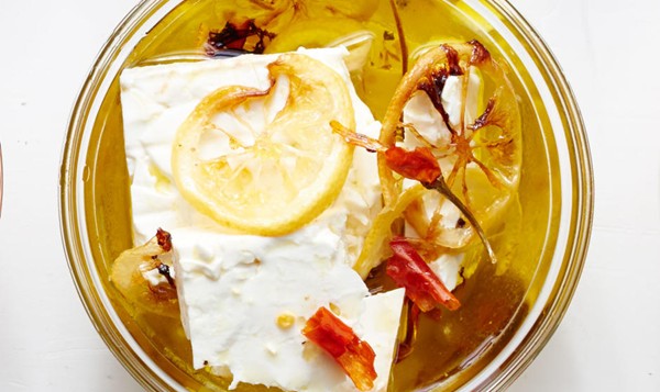 Marinated feta with roasted lemon
