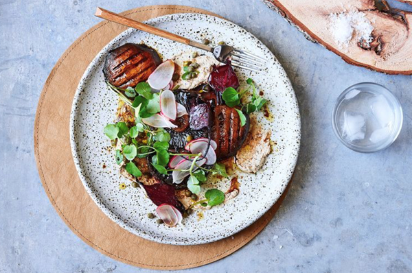 Marinated field mushrooms, beetroot and radish