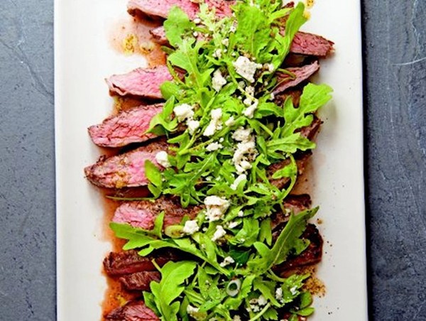 Marinated flank steak with lemony arugula and feta salad from 'Kitchen Garden Cookbook' (Cook the Book)