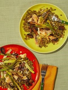 Marinated French lentil & smoked trout salad