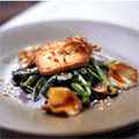 Marinated fried tofu with ung choi 