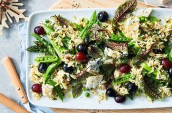Marinated grape, greens and risoni pasta