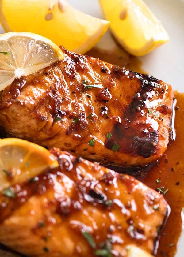 Marinated grilled salmon