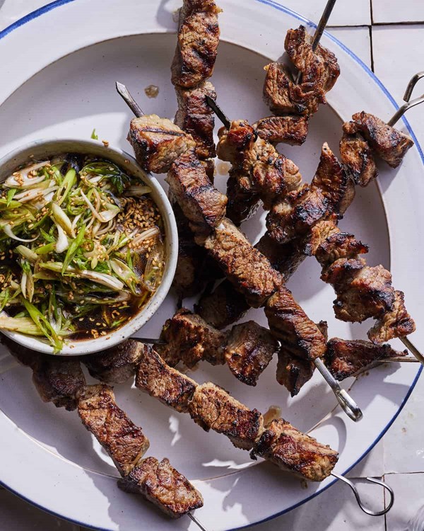 Marinated grilled steak skewers