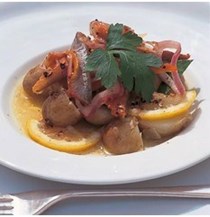 Marinated kipper fillets and potato salad with coriander seeds and cracked pepper