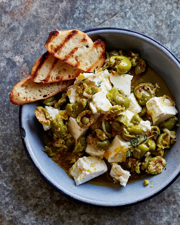 Marinated olives and feta