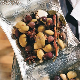 Marinated olives with herbs and star anise