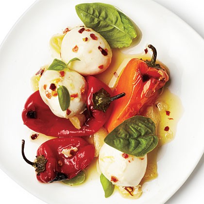Marinated peppers and mozzarella