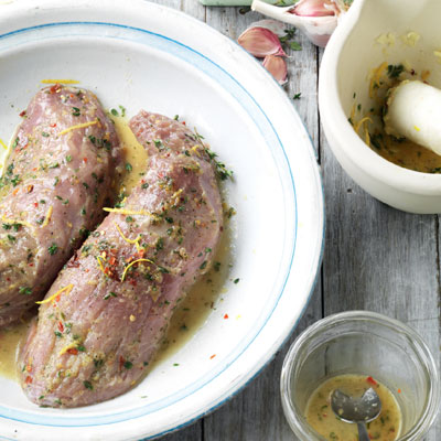 Marinated pork fillets