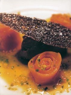 Marinated pumpkin with chocolate sorbet
