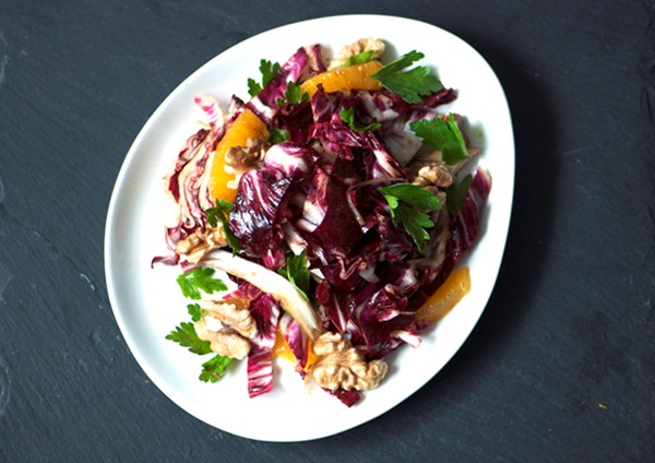 Marinated radicchio salad with orange and walnuts