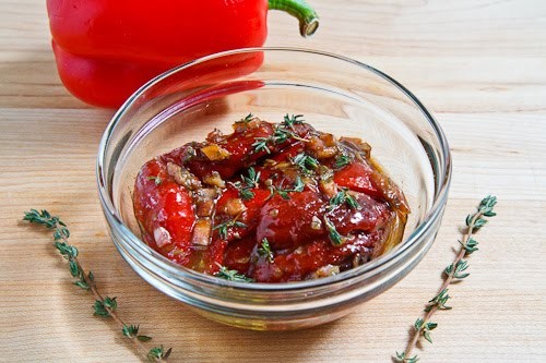 Marinated roasted red peppers