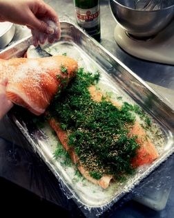 Marinated salmon in fennel seed and Pernod