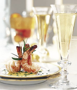 Marinated shrimp with Champagne beurre blanc