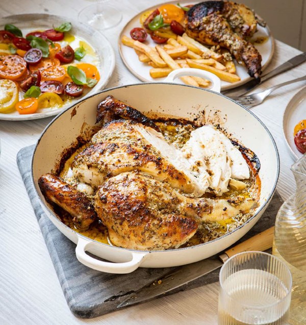 Marinated spatchcock chicken