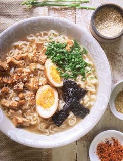 Marinated tofu and egg ramen