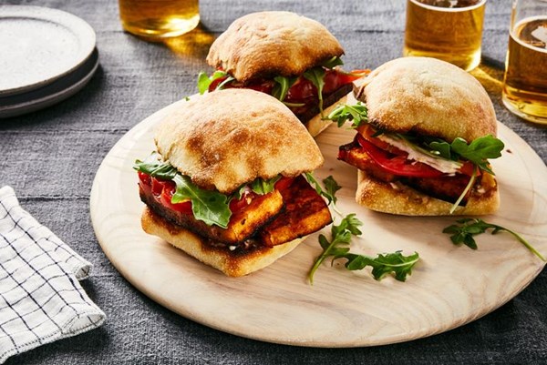Marinated tofu steak sandwiches 