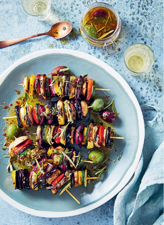 Marinated vegetable skewers