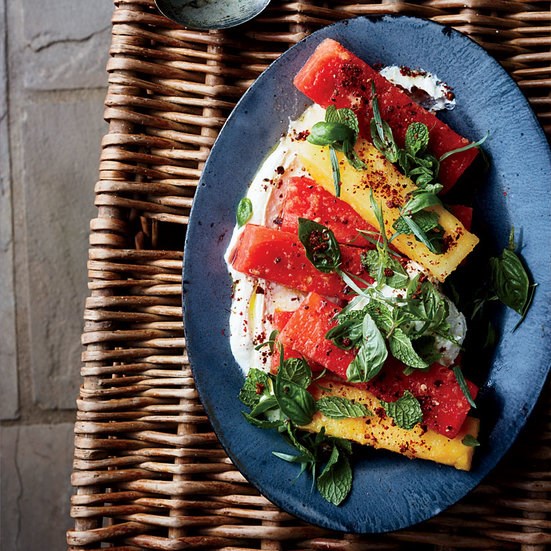 Marinated watermelon with whipped feta