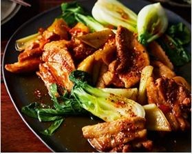 Marmalade pork belly with soy & ginger