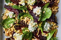 Marmalade-roasted beetroot with herby goat’s cheese & beans