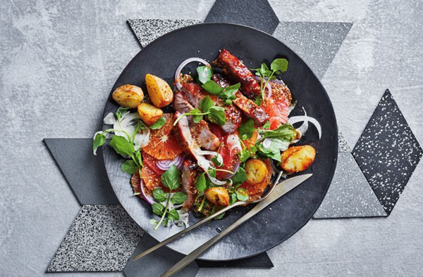 Marmalade roasted pork with citrus and fennel salad