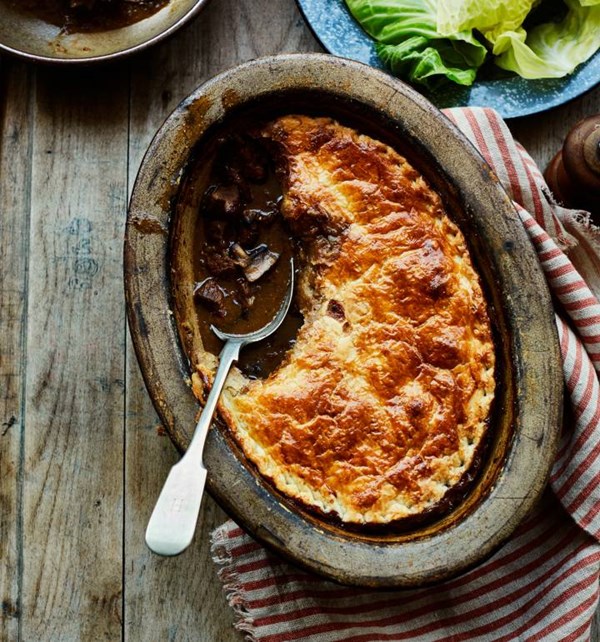 Marmite and mustard beef pie