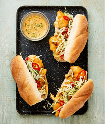 Marmite fish sub with Marie Rose sauce