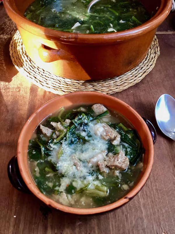 Married soup with greens and sausage (Minestra maritata)