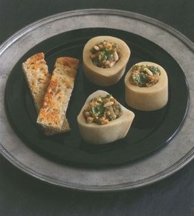 Marrow bones with pine nut, garlic and Parmesan bone marrow-sauce