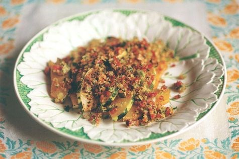 Marrow with bacon and herbs
