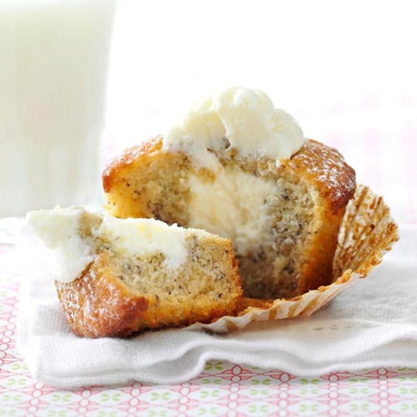 Marshmallow-filled banana cupcakes