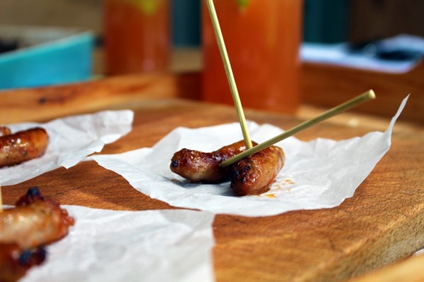 Martell VS and honey glazed cocktail sausages