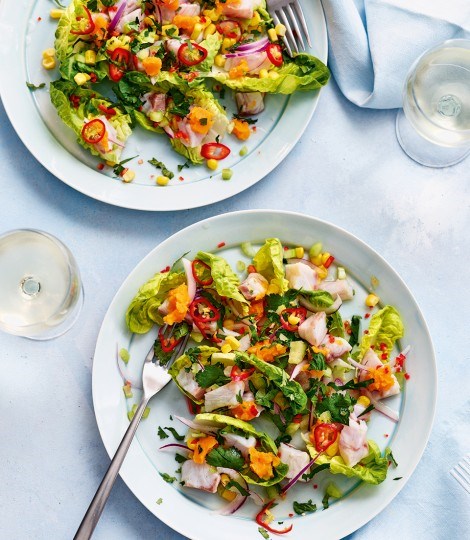 Martin Morales' sea bass ceviche with spiced sweet potato purée