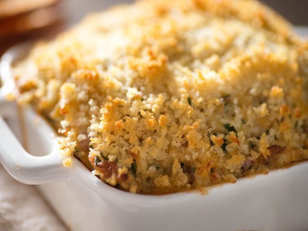 Maryland crab imperial with buttery golden bread crumbs