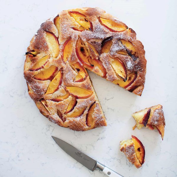 Marzipan and roasted nectarine cake