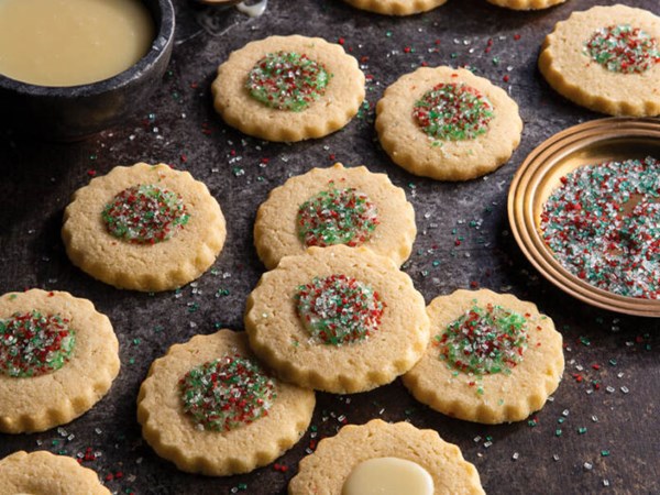 Marzipan thumbprint cookies