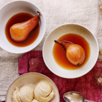 Masala chai poached pears