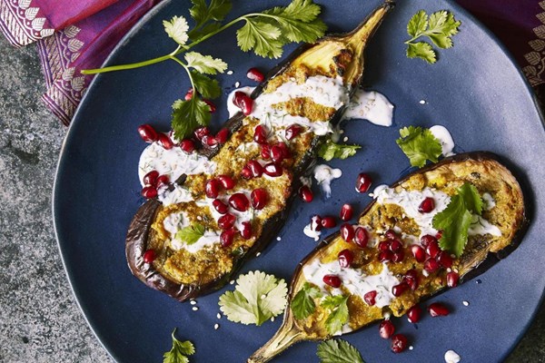 Masala grilled aubergine (eggplant)