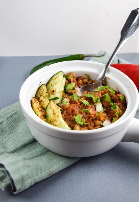 Masala lentils (Sabut masoor)