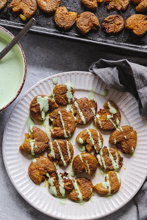 Masala smashed potatoes
